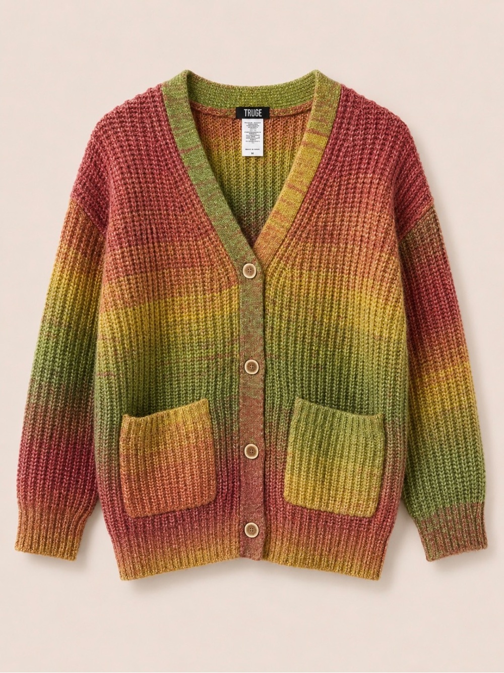 Gradient Cardigan Sweater - Green & Red Girls size 14, fits like a women’s xs/s